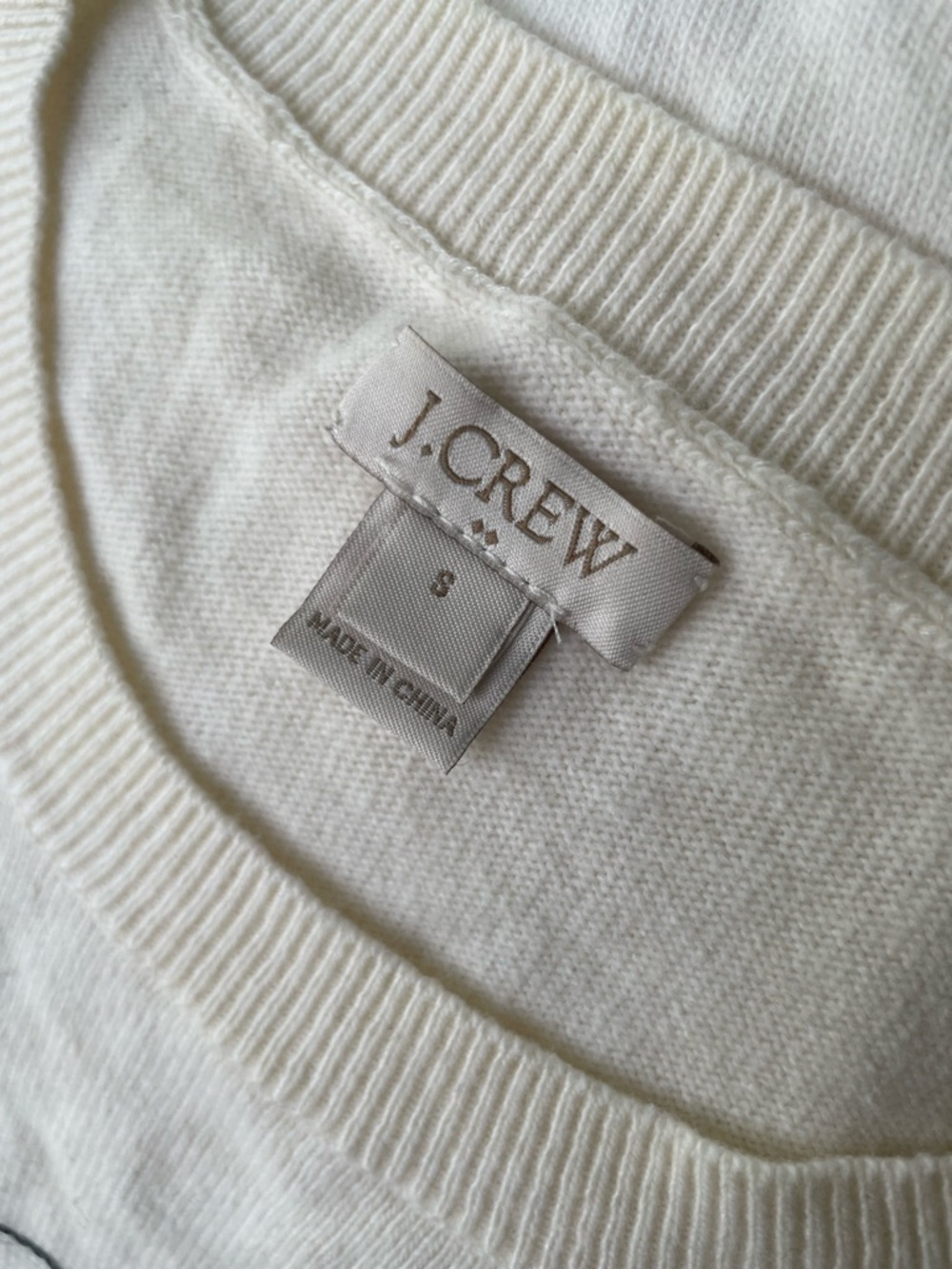 J.Crew Otter Sweater Small Merino Wool Blend Novelty Embroidered Knit Cream - Picture 3 of 7
